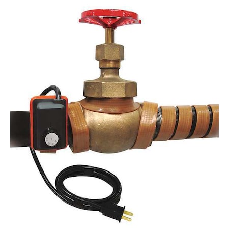 Heating Tape, Adjustable Thermostat Control, 240VAC, 144W, 1""W x 2'L