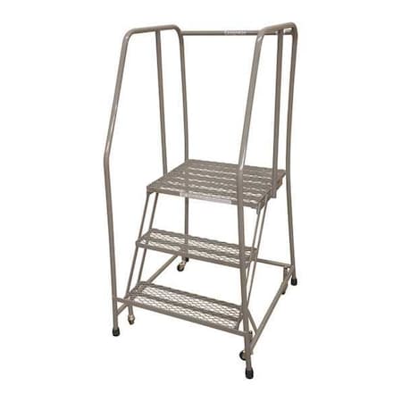 60 in H Steel Rolling Ladder, 3 Steps, 450 lb Load Capacity