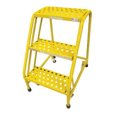 30 in H Steel Rolling Step, 3 Steps, 450 lb Load Capacity