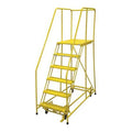 90 in H Steel Rolling Ladder, 6 Steps, 450 lb Load Capacity