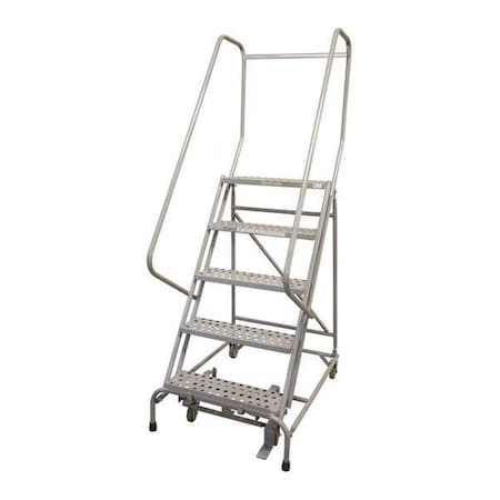 80 in H Steel Rolling Ladder, 5 Steps, 450 lb Load Capacity