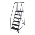 90 in H Steel Rolling Ladder, 6 Steps, 450 lb Load Capacity