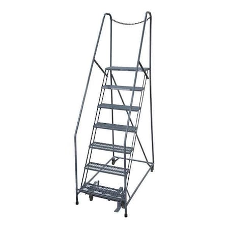 100 in H Steel Rolling Ladder, 7 Steps, 450 lb Load Capacity