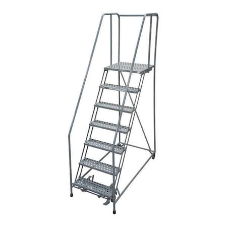 100 in H Steel Rolling Ladder, 7 Steps, 450 lb Load Capacity