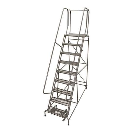 120 in H Steel Rolling Ladder, 9 Steps, 450 lb Load Capacity