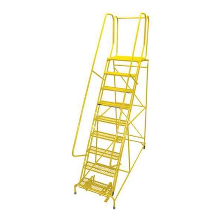 120 in H Steel Rolling Ladder, 9 Steps, 450 lb Load Capacity