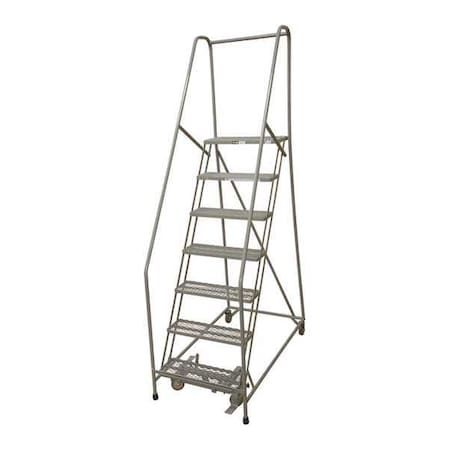 100 in H Steel Rolling Ladder, 7 Steps, 450 lb Load Capacity