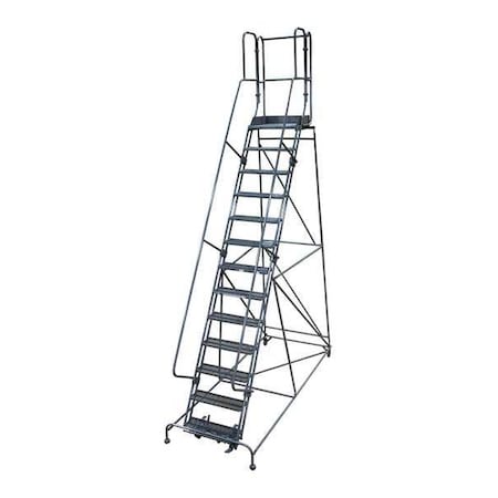 172 in H Steel Rolling Ladder, 13 Steps, 450 lb Load Capacity