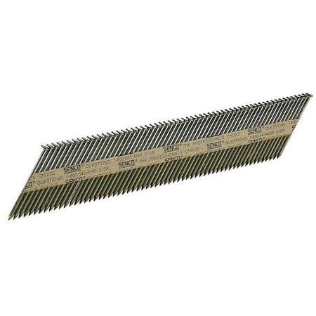 Collated Framing Nail, 3 in L, Bright, Clipped Head, 34 Degrees, 2500 PK