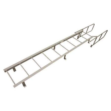 7 ft 3 in Overall H, Fixed Ladder, Steel, 4 Steps, Forward Exit, Gray Powder Coated Finish