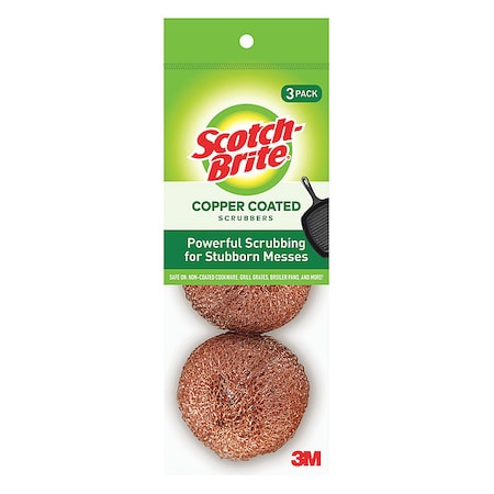 Scouring Pad, 3"L, Copper Coated, PK3