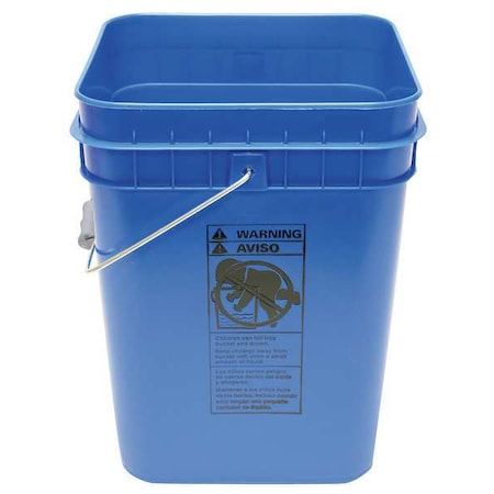 Pail, Open Head, Square, 4 gal, PE, Blue