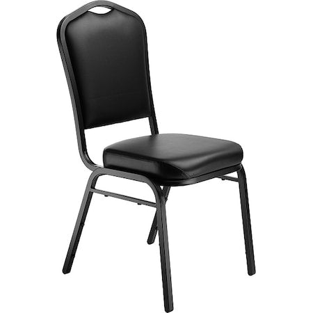 Deluxe Vinyl Upholstered Stack Chair, Panther Black