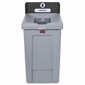 33 gal Rectangular Recycling Station, Flat with Top Opening, Black, 1 Openings