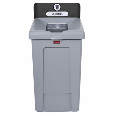 33 gal Rectangular Recycling Station, Flat with Top Opening, Black, 1 Openings