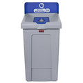 33 gal Rectangular Recycling Station, Flat with Top Opening, Blue, 1 Openings