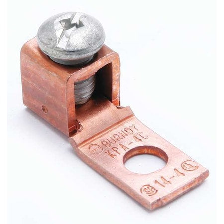 Mechanical Lug, 4 AWG Max, 1 Conductor, 1 Hole, 1/4 in Stud, Copper