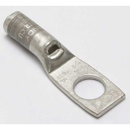 One-Hole Compression Lug, 4 AWG Max, 3/8 in Stud, Standard Barrel, Copper, Gray