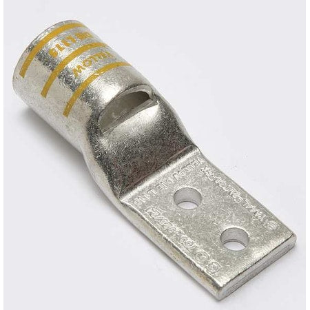 Two-Hole Compression Lug, 750 kcmil Max, 3/8 in Stud, Standard Barrel, Copper, Yellow