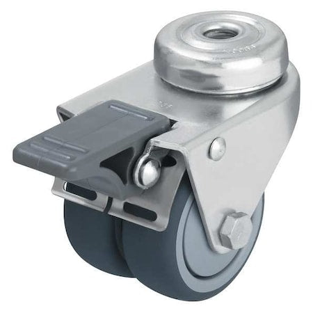 Dual Wheel Caster, Swivel, Therm Rubber, 2 in, 176 lb