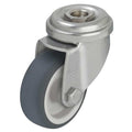 Kingpin Swivel Caster, Therm Rubber, 4 in, 154 lb, Gry