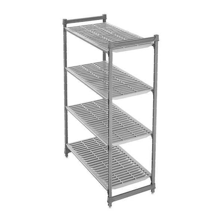 Starter Shelving Unit, Vented Style, 24 in D, 36 in W, 72 in H, 4 Shelves, Brushed Graphite