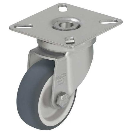Swivel Plate Caster, Therm Rubber, 3 in, 165 lb