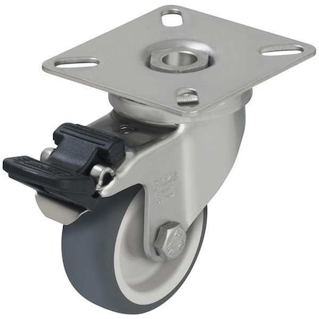 Swivel Plate Caster, Therm Rubber, 2 in., 110 lb.