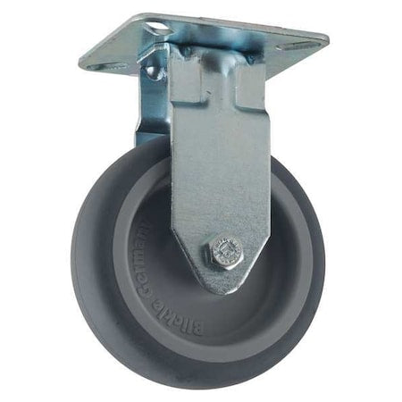 Rgd Plate Caster, Therm Rubr, 3 in, 165 lb.