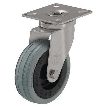 Swivel Plate Caster, Rubber, 3 in., 165 lb.