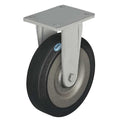 Rgd Plate Caster, Rubber, 5 in., 700 lb.