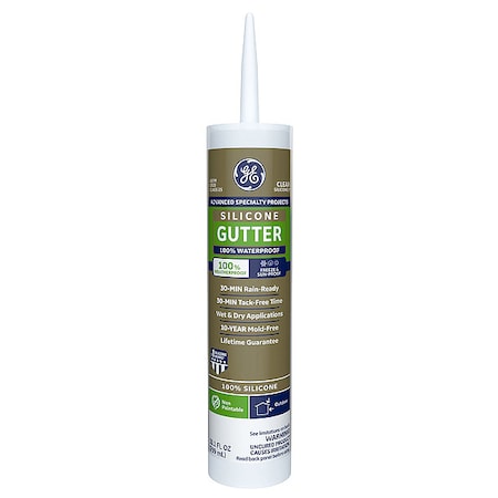 Sealant, 10.1 oz, Cartridge, Clear, Silicone Base, Gutter Silicone 2