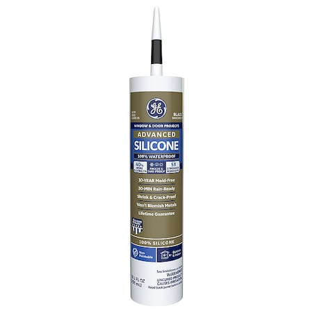 Silicone Sealant, 10 oz, Cartridge, Black, Silicone Base, Advanced Silicone
