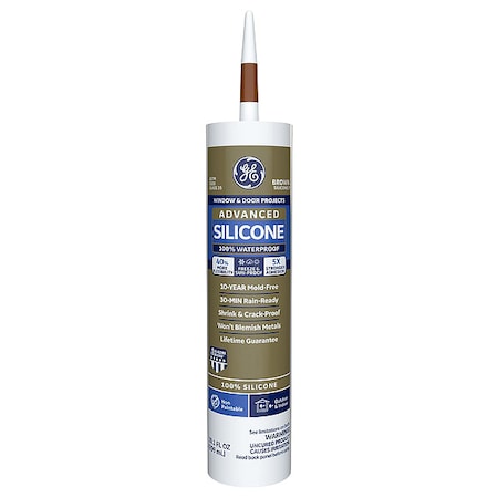 Silicone Sealant, 10 oz, Cartridge, Brown, Silicone Base, Advanced Silicone