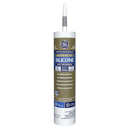 Silicone Sealant, 10 oz, Cartridge, Light Gray, Silicone Base, Advanced Silicone