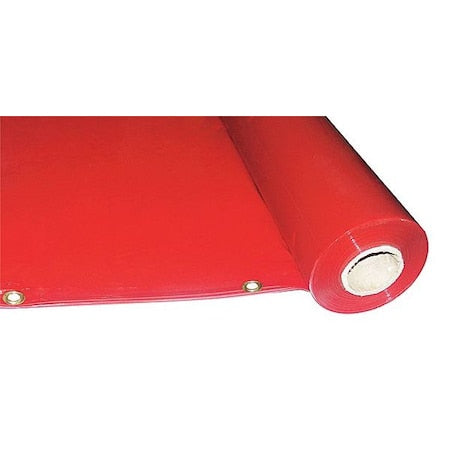 Welding Curtain Roll, Transparent PVC, 13 oz/sq. yd., Grommet Fasteners, 75 ft L x 5 ft H, Red