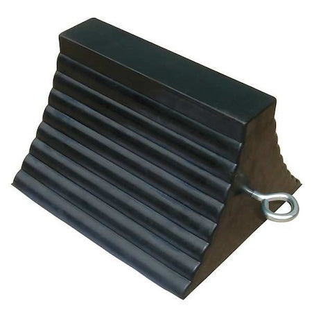 Wheel Chock, Molded Rbr w/Stl Grab, Black