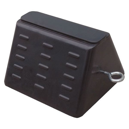 Wheel Chock, Molded Rbr w/Stl Grab, Black