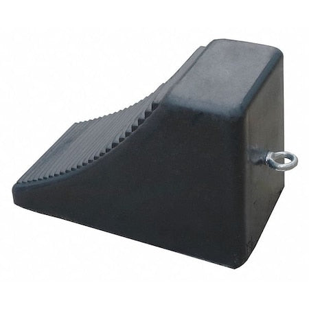 Wheel Chock, Molded Rbr w/Stl Grab, Black