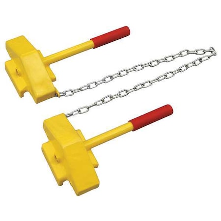 Rail Car Wheel Chock, Steel, Yellow
