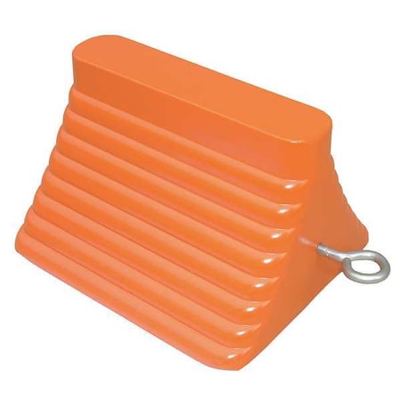 Wheel Chock, Molded Rbr w/Stl Grab, Orange
