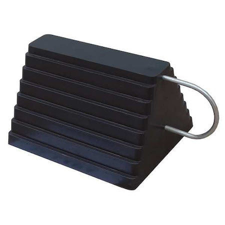 Wheel Chock, Molded Rbr w/Stl Grab, Black