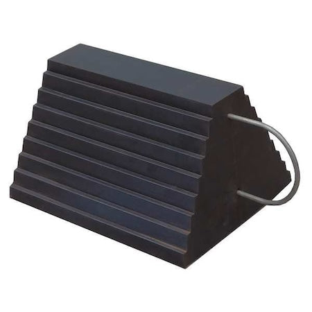 Wheel Chock, Molded Rbr w/Stl Grab, Black