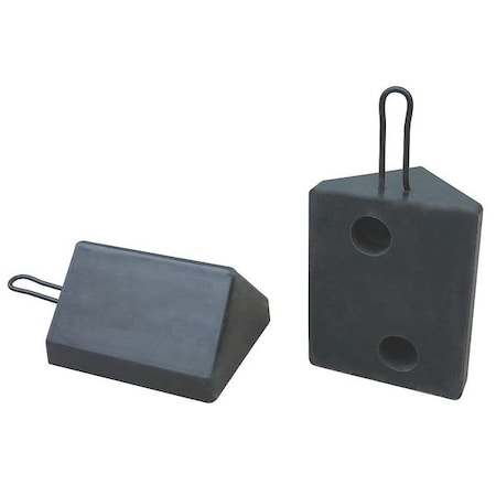 Wheel Chock, Molded Rbr w/Stl Grab, Black