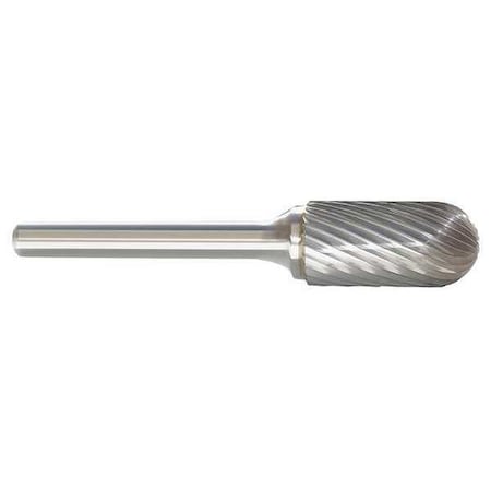 Carbide Bur, Radius End, 1/4 In, 1/8 Shank
