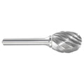 Carbide Bur, Oval, 1/2 In, 1/4 Shank