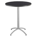CafeWorks Cafe/Breakroom Table, Graphite Granite Top, Silver Frame, 36 in Dia x 42 in H