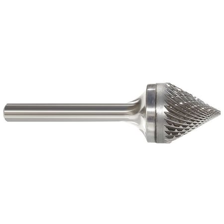 Carbide Bur, Cone, 1/4 In, 1/4 Shank