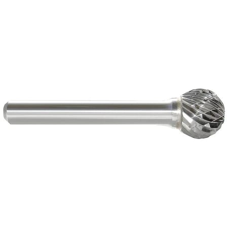 Carbide Bur, Ball Shape, 1/2 In, 1/4 Shank