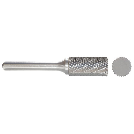 Carbide Bur, Cylinder, 1/8 In, 1/4 Shank